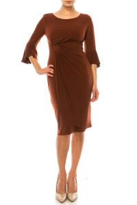 Платье-футляр с 3/4 рукавом колокол в цвете корица Connected Apparel, Cinnamon