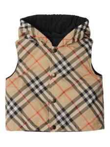 Двусторонний жилет с клетчатым принтом Burberry Kids, нейтральный цвет