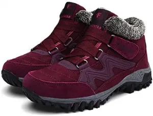 Мужские зимние сапоги для снега, водостойкие, теплые, с меховой подкладкой, противоскользящие, рабочие, до щиколотки, повседневные, легкие, для походов и треккинга на открытом воздухе Qacksv, красный