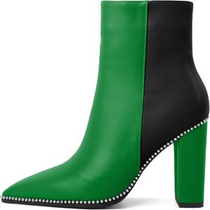 Женские ботильоны Eldof с заостренным носком, отделкой бусинами, массивным каблуком и боковой молнией, 3,5 дюйма