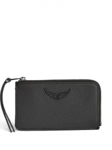 Кошелек с верхней молнией и деталями в виде крыльев Zadig&Voltaire, черный