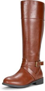 Женские сапоги Vepose 949 до колена, высокие всаднические сапоги с низким каблуком, широкие голенища и широкий размер, Knee High-948-Mocha Brown