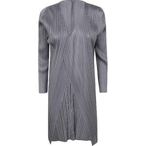 Плиссированное кардиган-пальто PLEATS PLEASE ISSEY MIYAKE, серый