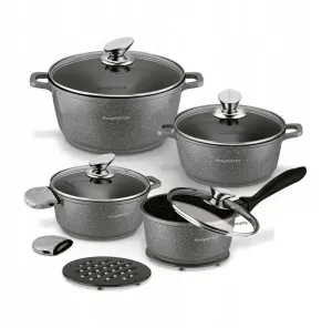 Набор посуды, кастрюли и сковородки, набор из 12 предметов, индукционная посуда, газовая посуда, нержавеющая сталь, серый Sonstige
