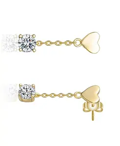 Серьги-Подвески в форме сердца с покрытием из 14-каратного золота и прозрачными кубическими цирконами Rachel Glauber, gold