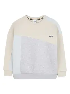 Толстовка со вставками BOSS Kidswear, нейтральный