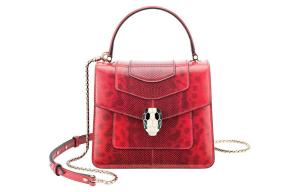 BVLGARI Сумка через плечо Serpenti Forever Snake Skin, кросс-боди, маленькая женская красная