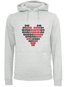 Толстовка F4NT4STIC I Love You 01001001 Binary Code Herz Valentinstag, Light grey