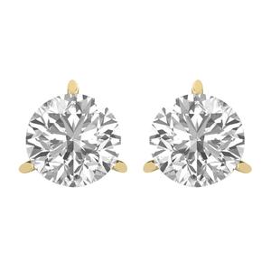 Серьги-гвоздики с круглыми лабораторными бриллиантами 0,75 карата, 14-каратное золото, 3 зубца Diamond2Deal, желтый