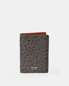 Мужской кошелек-визитница из кожи, имитирующей страуса Yanko, цвет Topo