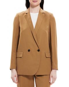 Theory Двубортный блейзер из льняной ткани, цвет tan