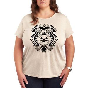 Футболка большого размера с цветочным принтом тыквы на Хэллоуин Licensed Character, бежевый