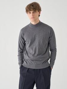 Хлопковый вязаный пуловер с высоким воротником | S4887 | 30 г, современный крой