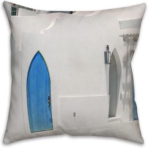 Creative Products Декоративная подушка с синими греческими зданиями Doors Blue Greek Buildings 3