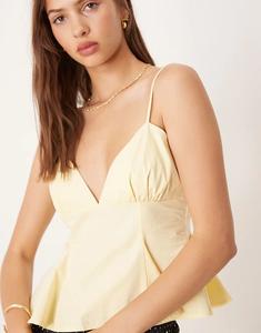 Топ на бретельках ASOS DESIGN цвета пахты с завышенной талией