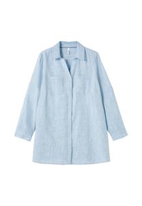 Блузка с закатанными рукавами, имитация льна Sheego, синий