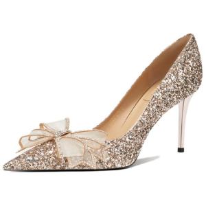 Тонкие каблуки на шпильке женские золотые Zubumei, светло-золотистые