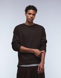 Плотная свободная футболка с длинными рукавами темно-коричневого цвета с вафельным узором Asos Design