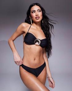 Плавки бикини Candypants с высоким вырезом по ноге черного цвета