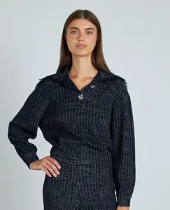 Женская клетчатая толстовка с металлическими пуговицами Alma en Pena, темно-синий