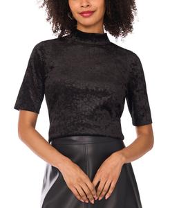 Женская бархатная блузка с воротником-стойкой и короткими рукавами Vince Camuto, Rich Black