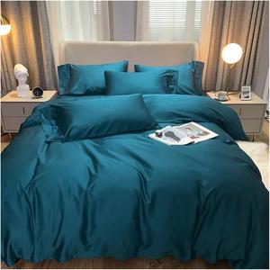 UOIO Комплект постельного белья из натурального хлопка бело-серого цвета с завязками-пуговицами Medium