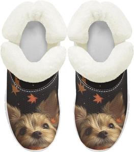 Детские ботинки для девочек на зиму с меховой подкладкой, противоскользящие зимние ботинки для прогулок и бега, слипоны Pointodoor, Maple Leaf Dog