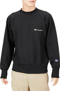 Мужская толстовка Champion с длинными рукавами и круглым вырезом, с логотипом Script Logo, флис LWD Double Blend, легкая, теплая, быстросохнущая ткань с обратным плетением Reverse Weave, C3-W090, черный
