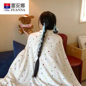 Fuanna Детское одеяло 70х100 см, двусторонний махровый велюр, разноцветный горошек