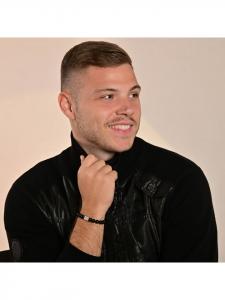 Adeliás Мужской браслет - браслет из нержавеющей стали с шариками и ониксом, 21 см, черный