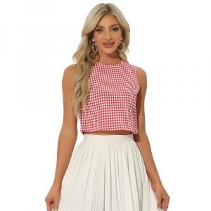 Женский топ Ginham без рукавов, винтажная летняя блузка 1950-х годов ALLEGRA K, красный