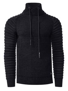 Байкерский свитер крупной вязки с воротником-стойкой черного цвета Rusty Neal