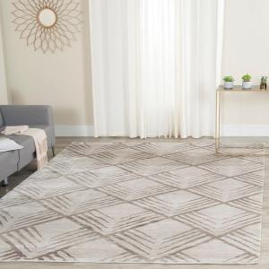 Ковер SAFAVIEH, 275 x 366 см, Tibetan Collection - , Silver, ручной работы ар-деко геометрический из вискозы, идеален для помещений с высокой проходимостью в гостиной, спальне (TB424B)