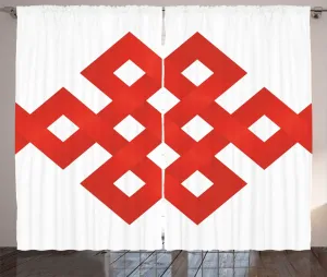 Штора ABAKUHAUS красная в деревенском стиле, переплетенные линии с квадратами, универсальная ленточная штора для гостиной с петлями и крючками, 280 х 175 см, цвет белый-красный Abakuhaus