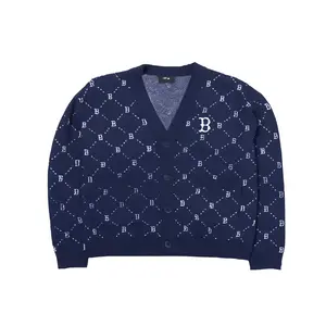 Монохромный кардиган с цветовым градиентом Dia Unisex Трикотаж Морской синий MLB