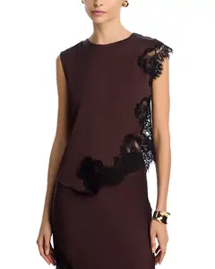 Слиптоп с кружевной вставкой - эксклюзив Aqua, коричневый