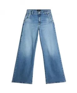 Светло-Голубые джинсы с высокой талией и широкими штанинами 7 For All Mankind, синий