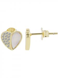 Adeliás Женские серьги - серьги-гвоздики из серебра 925 пробы с перламутровыми вставками в золоте