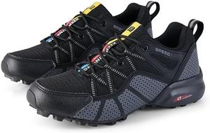 Мужские легкие походные кроссовки, дышащие кроссовки для трейл-раннинга, противоскользящие обувь для прогулок на улице и тренировок в спортзале, треккинг Qacksv, черный