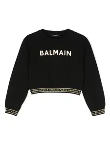 Толстовка с логотипом Balmain Kids, черный