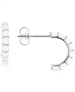 Серьги-Кольца с эмалью из стерлингового серебра или 14-каратного золота поверх стерлингового серебра, 1/2 дюйма Macy'S, white/silver