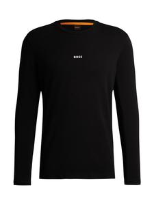 BOSS Футболка с длинными рукавами и надписью черного цвета