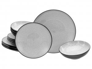 Набор посуды, черно-серо-белый, Мальме, 12 предметов Creatable, черный/серо-белый