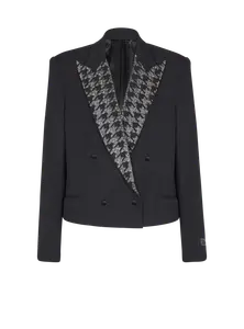 Жакет из граин-де-пудр с кристаллами Balmain, черный
