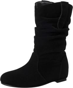 Женские ботильоны до середины голени, модные офисные кожаные сапоги с миндальным носком, вестерн, ковбойские ботильоны, однотонные повседневные короткие осенние сапоги Qjutow, Black