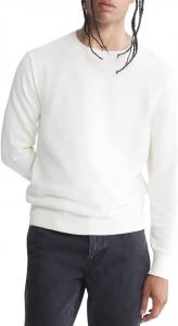 Мужской свитер Calvin Klein из смеси хлопка, объемный, с круглым вырезом, в рубчик, Egret
