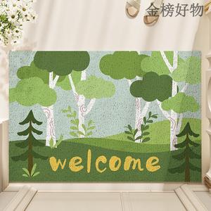 Dajiang Ковер 45x75 см для прихожей в лесном стиле, грязеотталкивающий, с функцией скребка