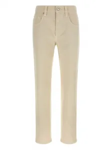 Джинсы с пятью карманами и заплатками сзади Brunello Cucinelli, нейтральный