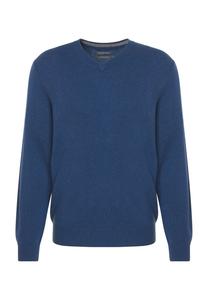 Свитер из шелка и кашемира, V-образный вырез, ребристые манжеты, мужской Galeria, цвет Ink Blue