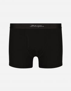 Боксеры из хлопкового джерси с двухсторонней эластичностью стандартного кроя Dolce & Gabbana, черный